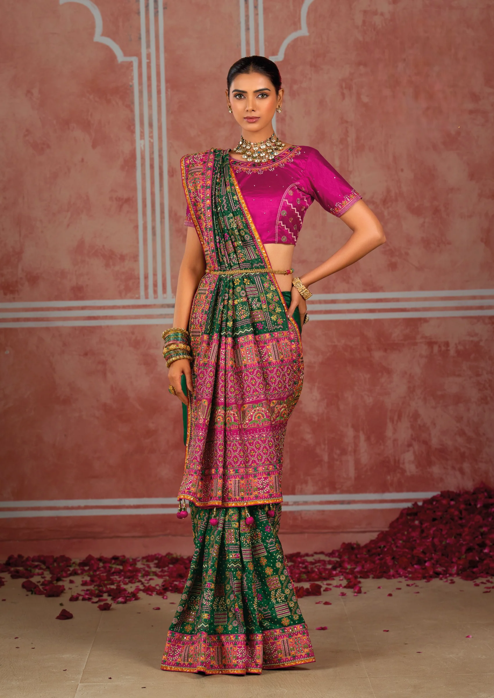 5409-bottel-green-3_55415257353_o-Photoroom Bottle green saree full-length look – Stylepreneur