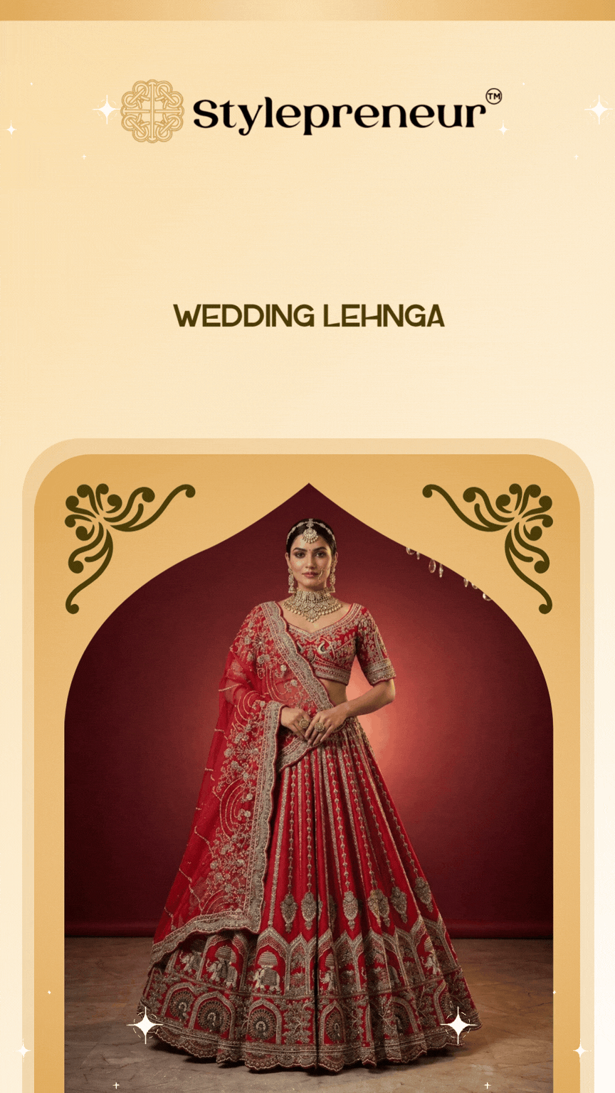 Elegant bridal wedding lehenga choli for women by Stylepreneur