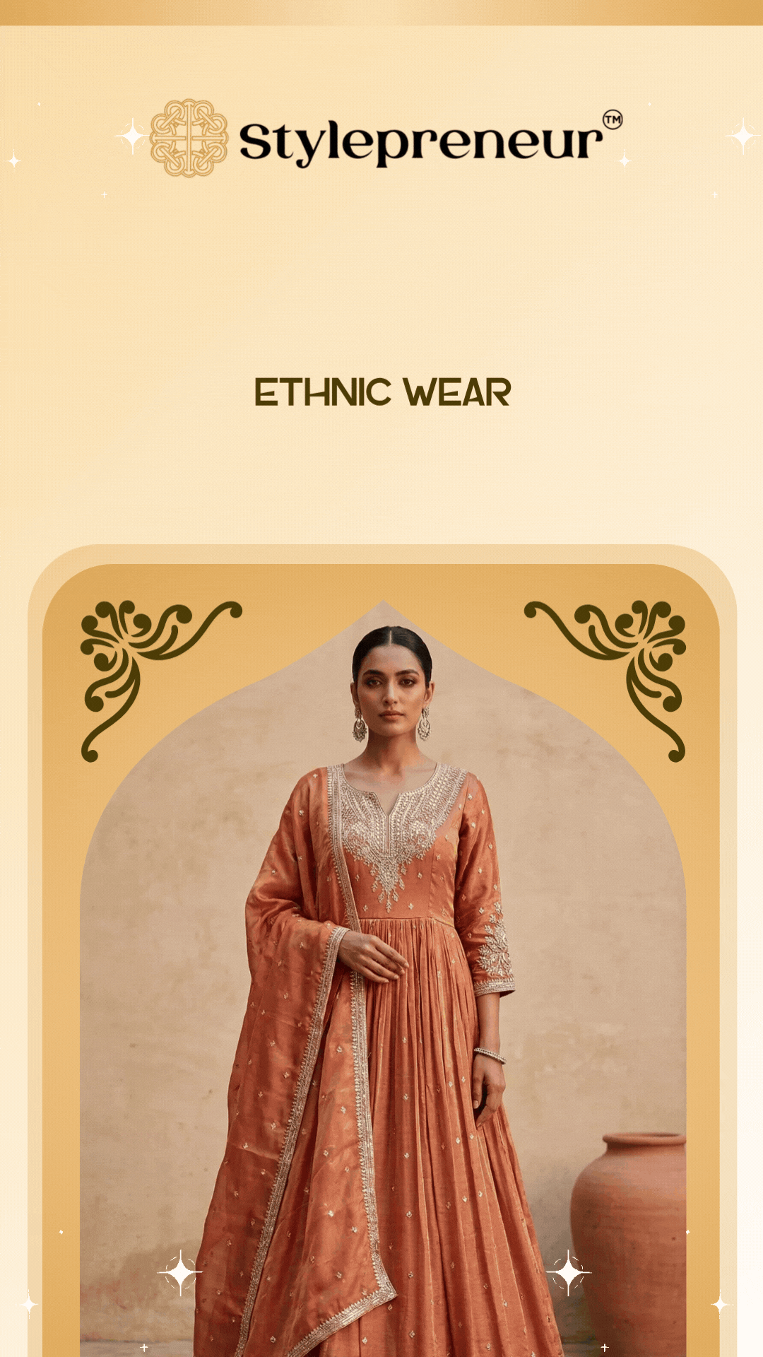 Women's ethnic wear featuring elegant traditional Indian clothing